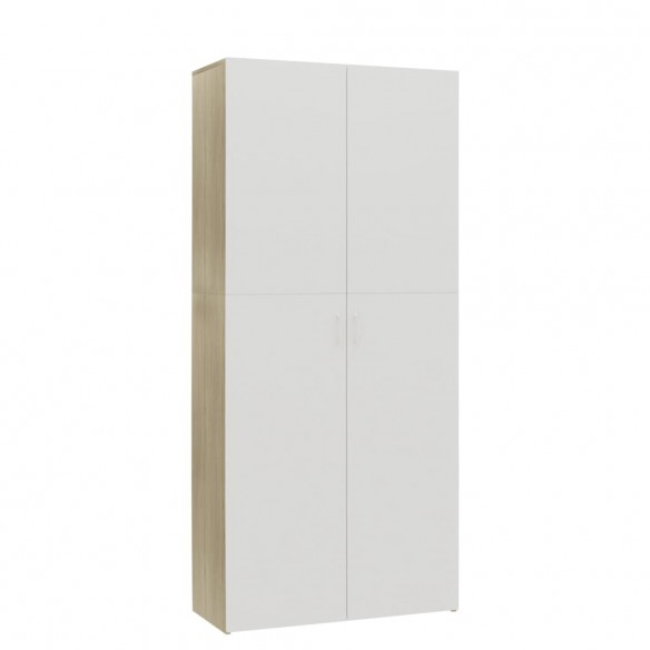 Armoire à chaussures Blanc et chêne sonoma 80x35,5x180 cm