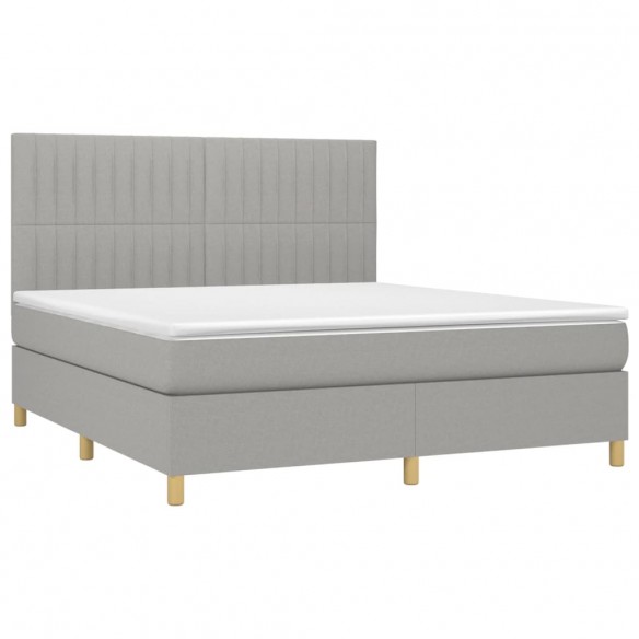 Cadre de lit matelas et LED Gris clair 160x200 cm