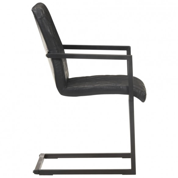 Chaises à manger cantilever lot de 6 noir cuir véritable