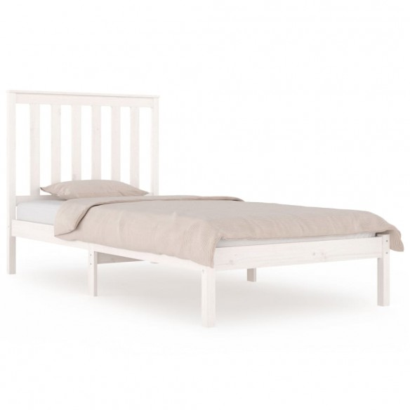 Cadre de lit Blanc Bois de pin massif 75x190 cm Petit simple