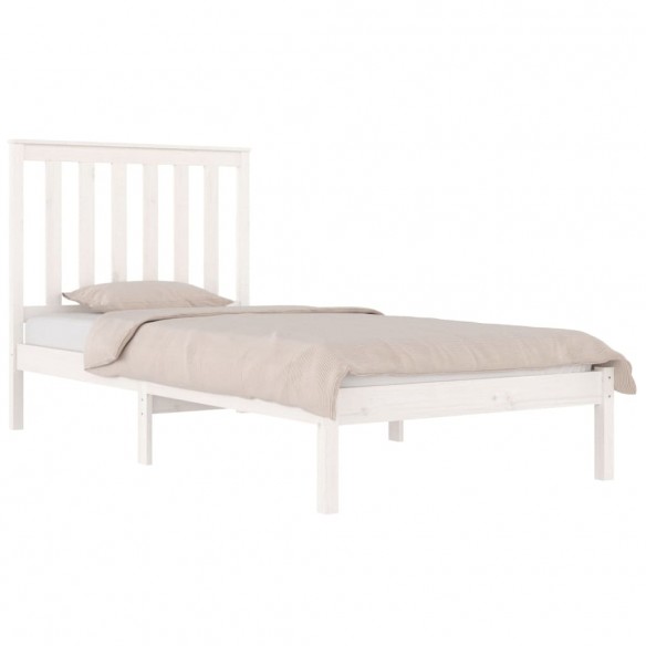 Cadre de lit Blanc Bois de pin massif 75x190 cm Petit simple