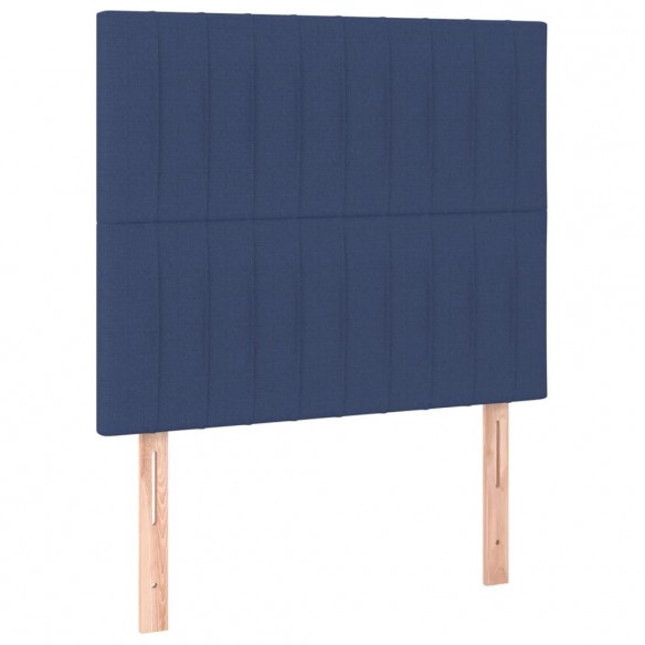 Cadre de lit et matelas et LED Bleu 80x200cm Tissu