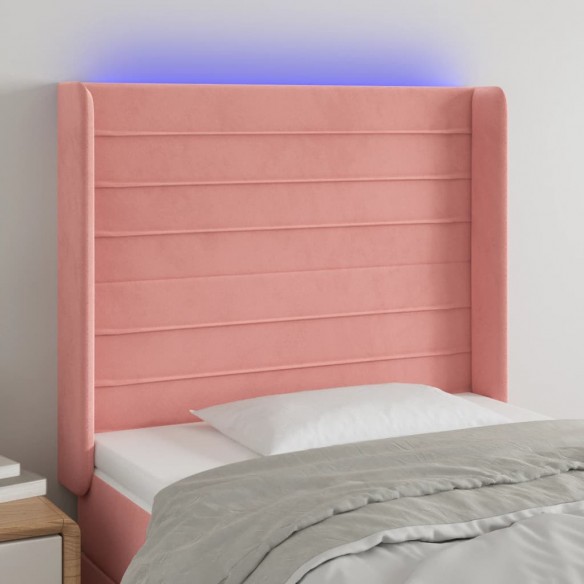 Tête de lit à LED Rose 93x16x118/128 cm Velours