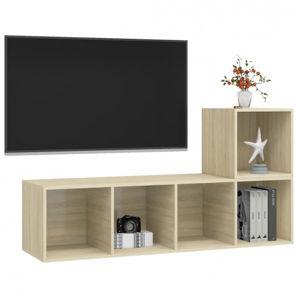 Ensemble de meuble TV 2 pcs Chêne sonoma Aggloméré