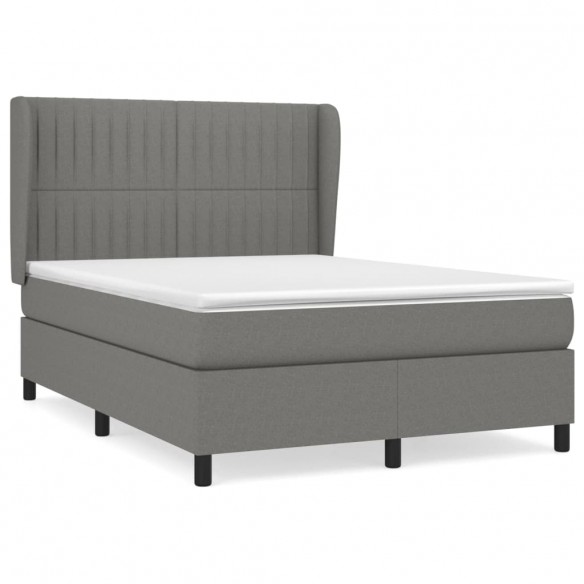 Sommier à lattes de lit avec matelas Gris foncé 140x190cm Tissu