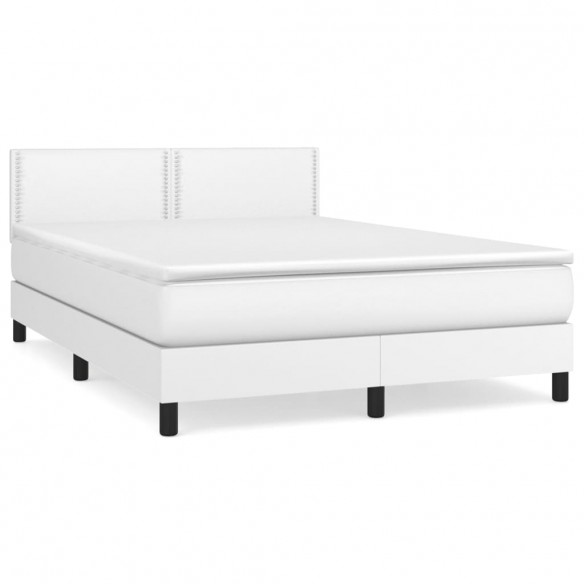 Sommier à lattes de lit avec matelas Blanc 140x190cm Similicuir