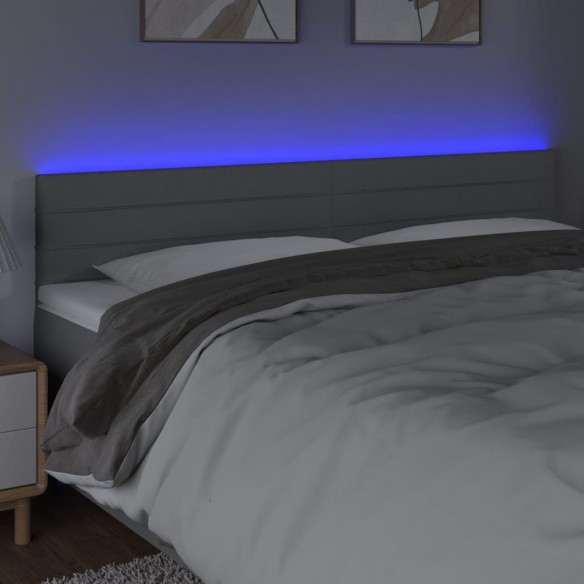 Tête de lit à LED Gris clair 180x5x78/88 cm Tissu