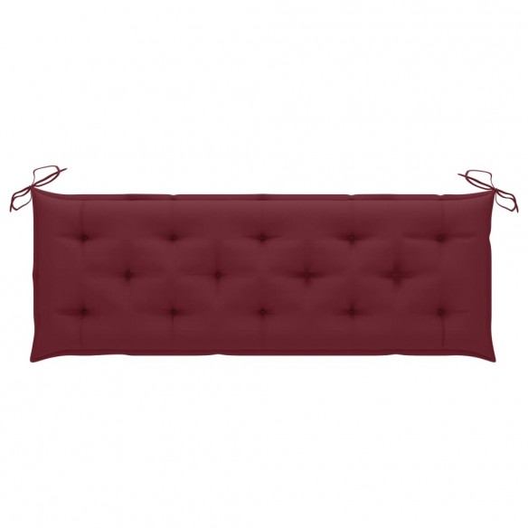 Banc Batavia avec coussin bordeaux 150 cm Bois de teck massif