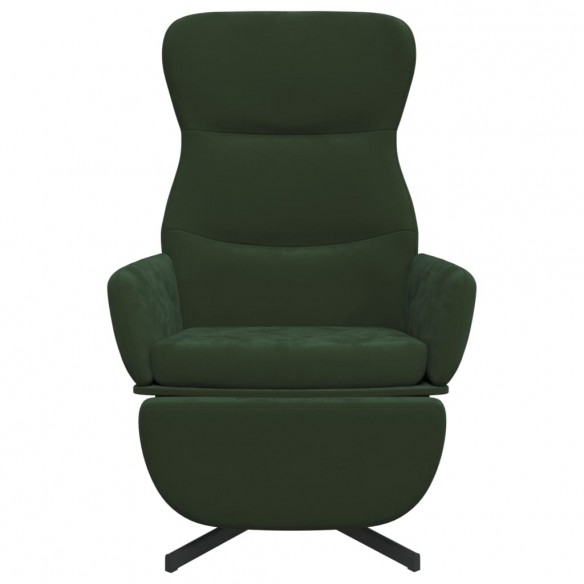 Chaise de relaxation avec repose-pied Vert foncé Velours