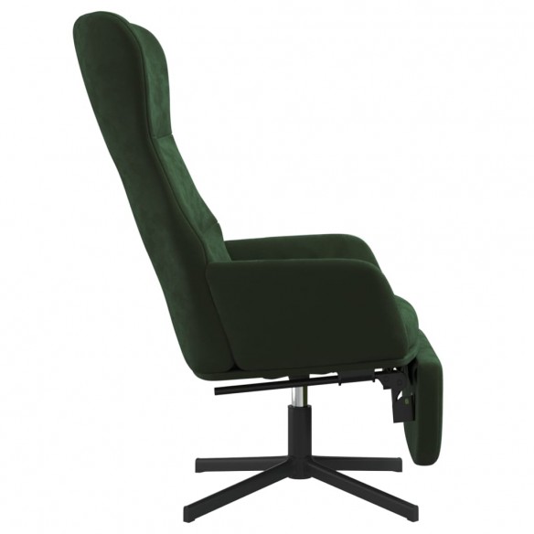 Chaise de relaxation avec repose-pied Vert foncé Velours