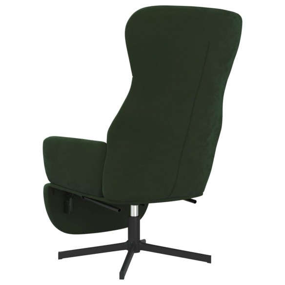 Chaise de relaxation avec repose-pied Vert foncé Velours