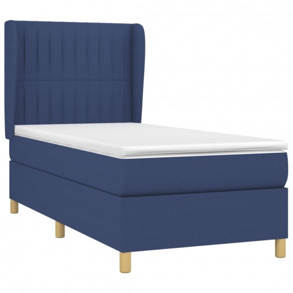 Cadre de lit avec matelas Bleu 80x200 cm Tissu