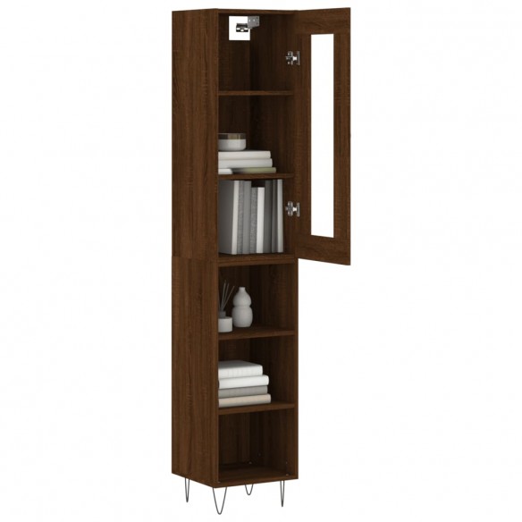 Buffet haut Chêne marron 34,5x34x180 cm Bois d'ingénierie