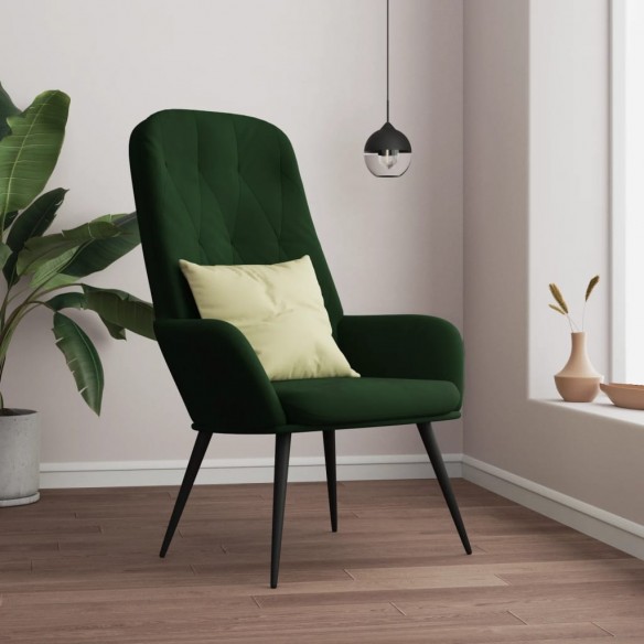 Chaise de relaxation Vert foncé Velours