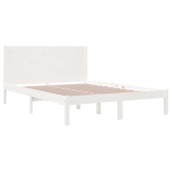 Cadre de lit Blanc Bois de pin massif 160x200 cm