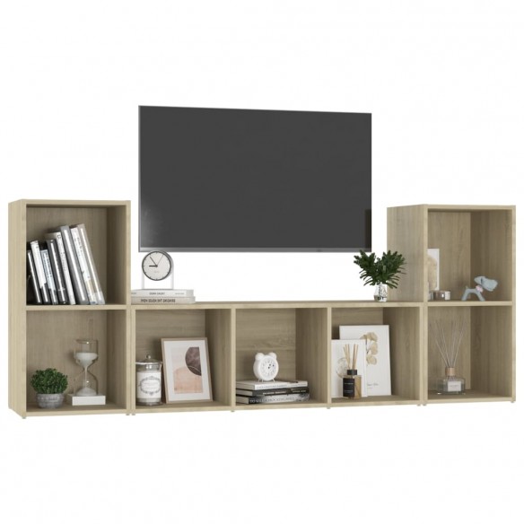 Ensemble de meubles TV 3 pcs Chêne sonoma Aggloméré