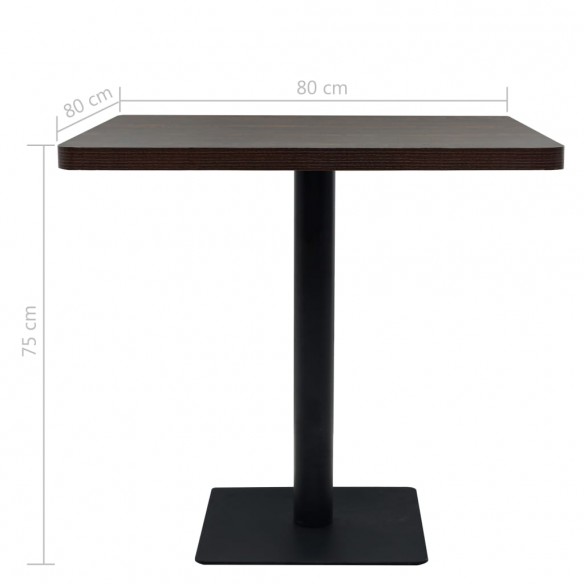 Table de bistro MDF et acier Carré 80 x 80 x 75 cm Frêne foncé
