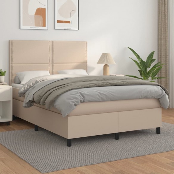 Cadre de lit avec matelas Cappuccino 140x190 cm