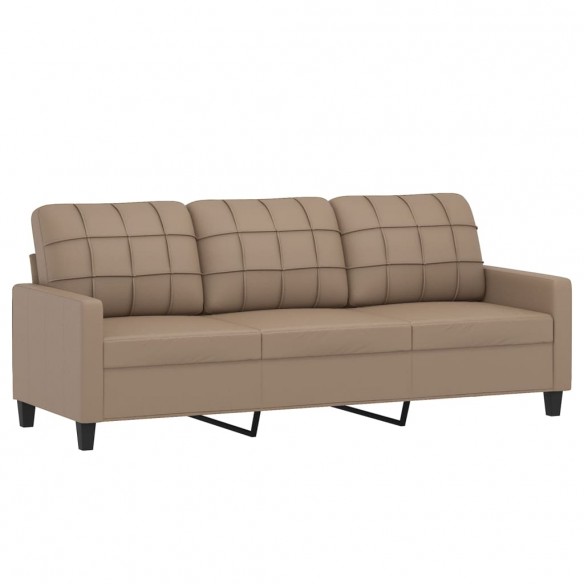 Canapé 3 places avec oreillers cappuccino 180 cm similicuir