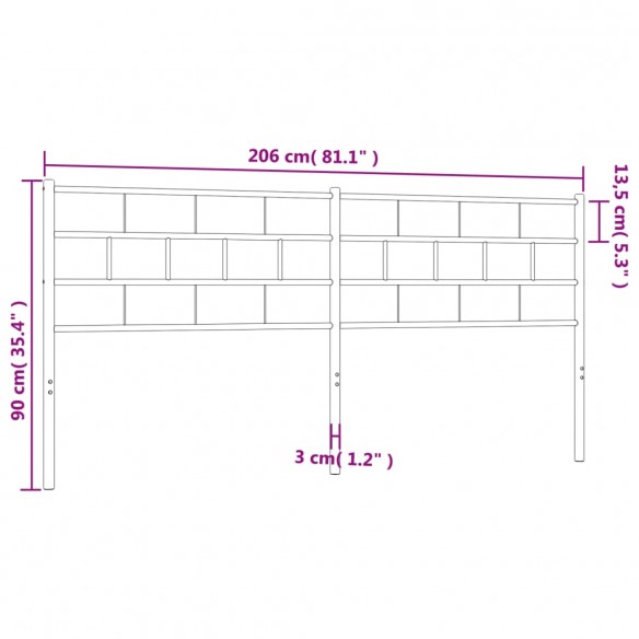 Tête de lit métal noir 200 cm