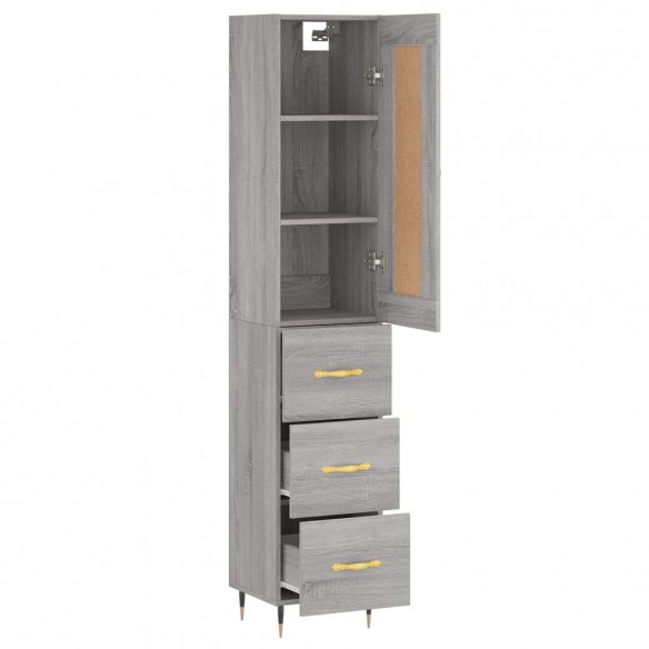 Buffet haut Sonoma gris 34,5x34x180 cm Bois d'ingénierie