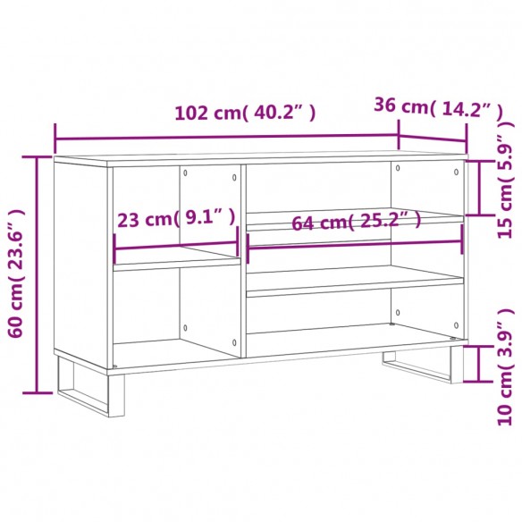 Armoire à chaussures Noir 102x36x60 cm Bois d'ingénierie