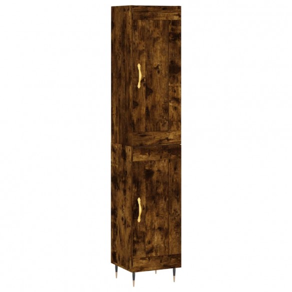 Buffet haut Chêne fumé 34,5x34x180 cm Bois d'ingénierie