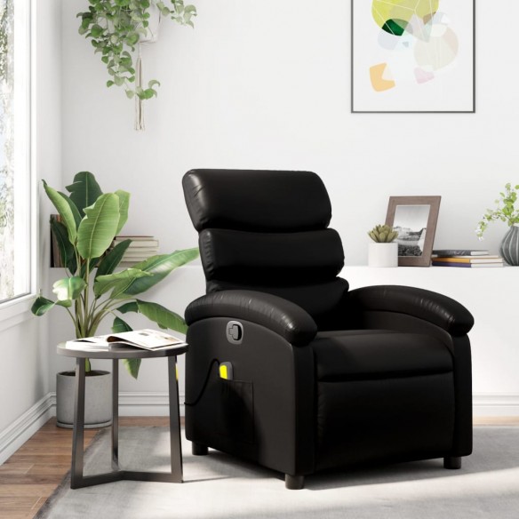 Fauteuil de massage inclinable Noir Similicuir