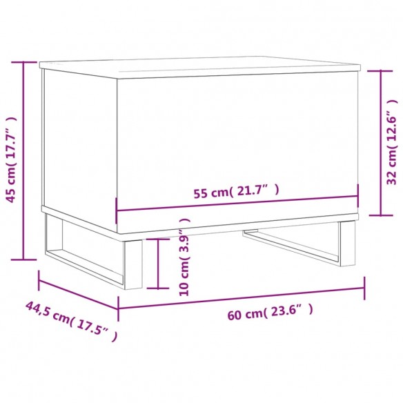 Table basse Sonoma gris 60x44,5x45 cm Bois d'ingénierie