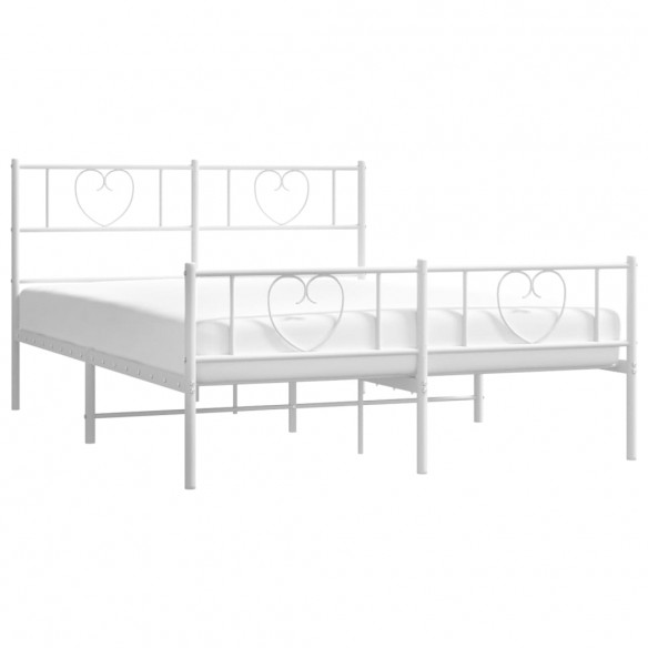 Cadre de lit métal avec tête de lit/pied de lit blanc 140x190cm