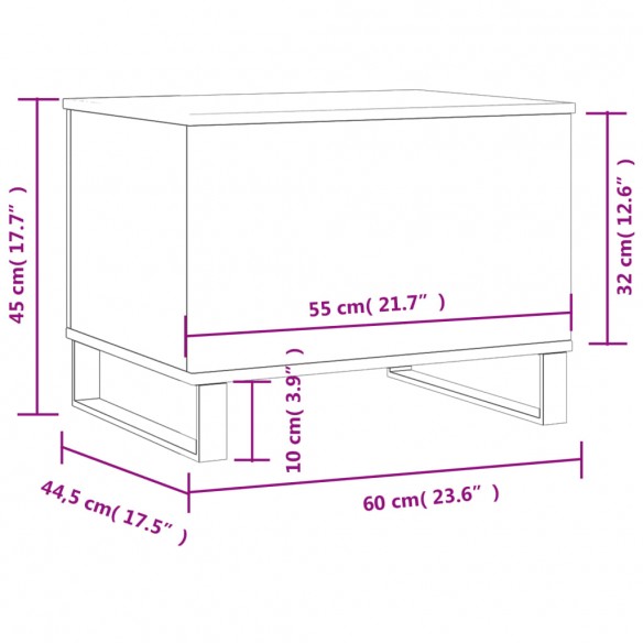Table basse Gris béton 60x44,5x45 cm Bois d'ingénierie