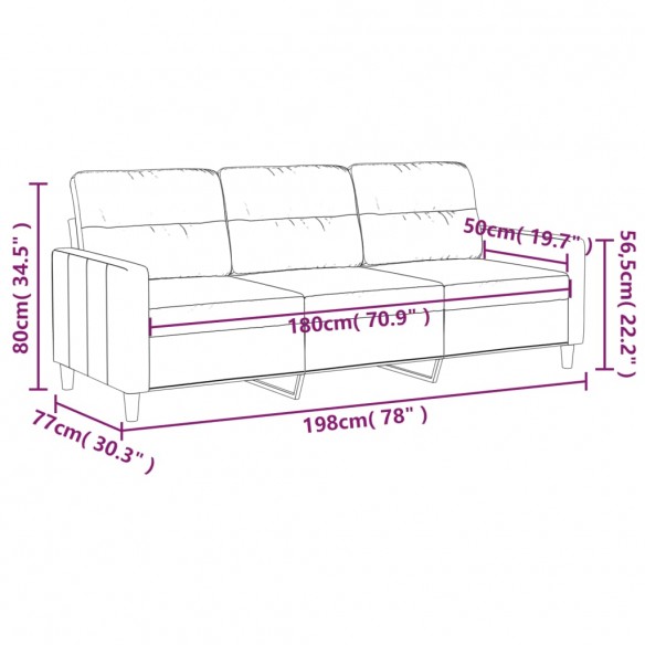 Canapé à 3 places Jaune clair 180 cm Tissu