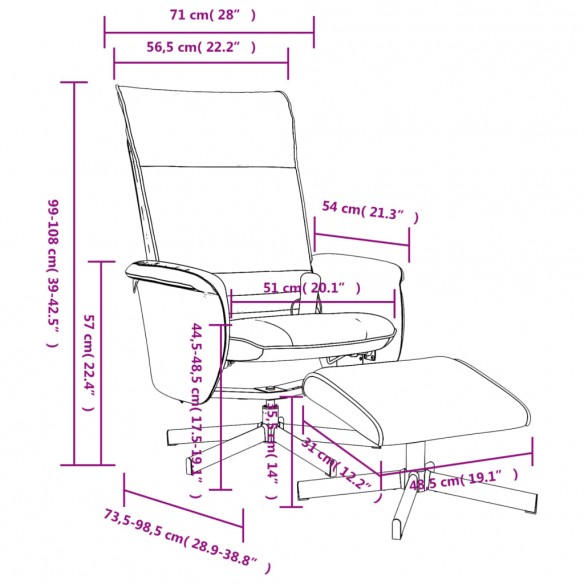 Fauteuil inclinable de massage avec repose-pied noir similicuir