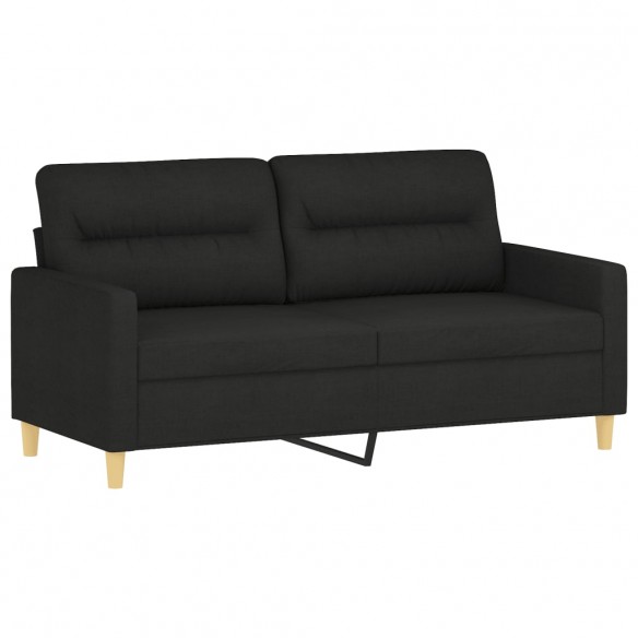 Ensemble de canapés 2 pcs avec coussins Noir Tissu