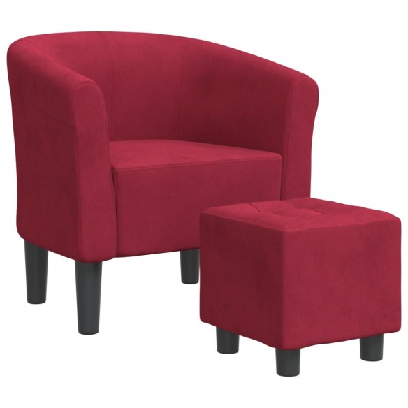 Fauteuil cabriolet avec repose-pied rouge bordeaux velours