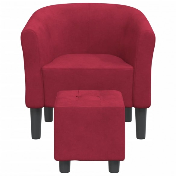 Fauteuil cabriolet avec repose-pied rouge bordeaux velours