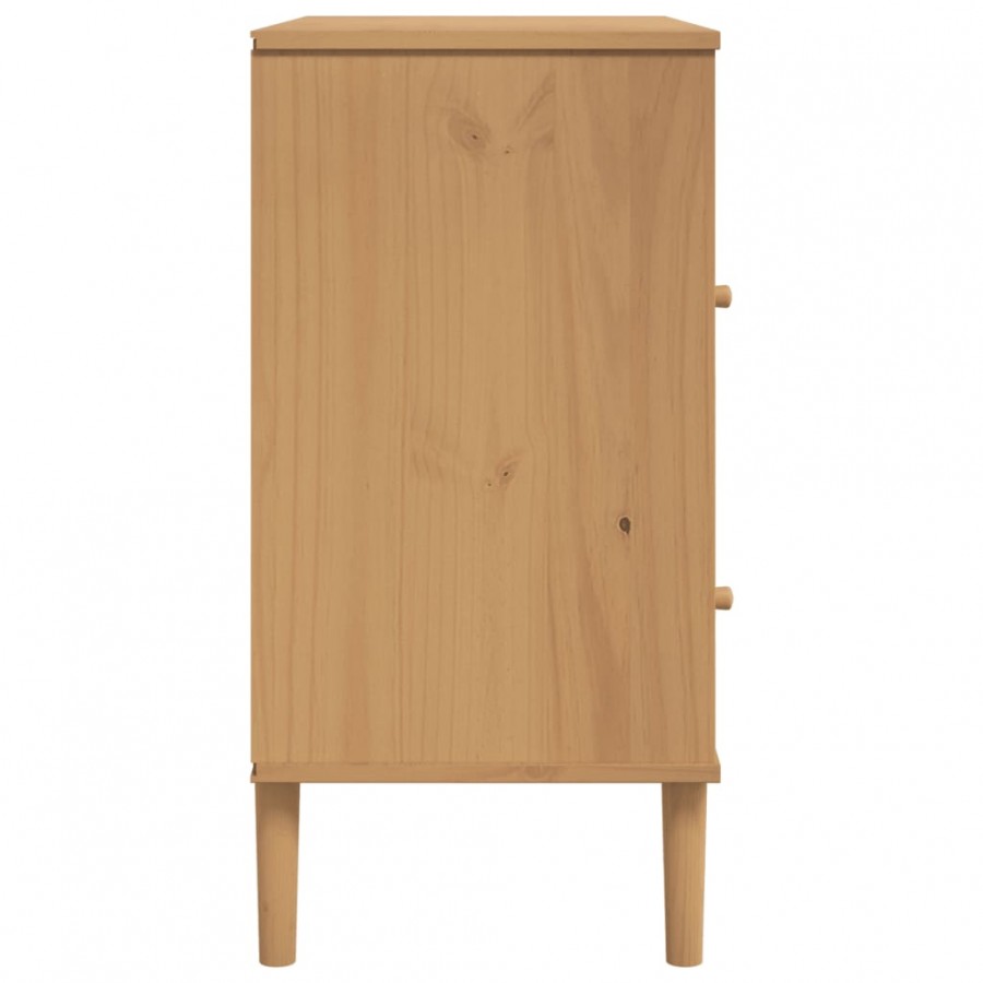 Buffet SENJA aspect rotin marron 80x40x80 cm bois massif de pin
