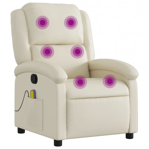 Fauteuil inclinable de massage Crème Similicuir