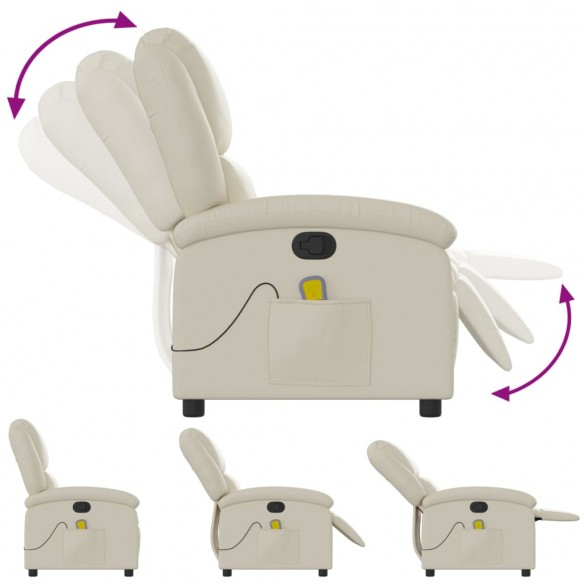 Fauteuil inclinable de massage Crème Similicuir