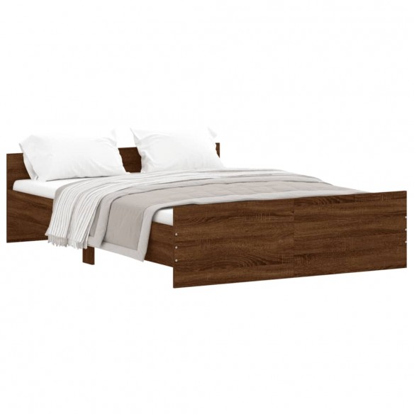 Cadre de lit tête de lit et pied de lit chêne marron 135x190 cm