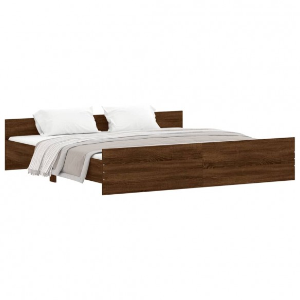 Cadre de lit tête de lit et pied de lit chêne marron 180x200 cm