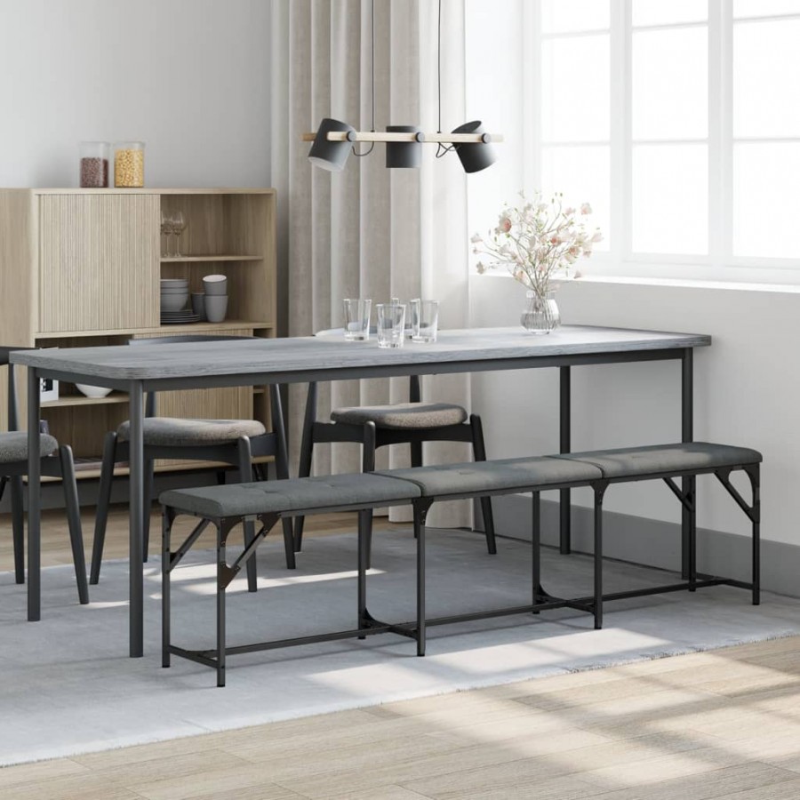 Banc à manger gris foncé 186x32x45 cm acier et tissu