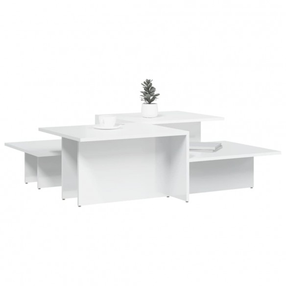 Tables basses 2 pcs blanc brillant bois d'ingénierie