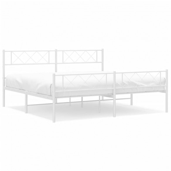 Cadre de lit métal avec tête de lit/pied de lit blanc 183x213cm