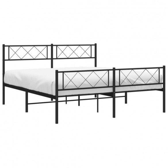 Cadre de lit métal avec tête de lit/pied de lit noir 120x200 cm