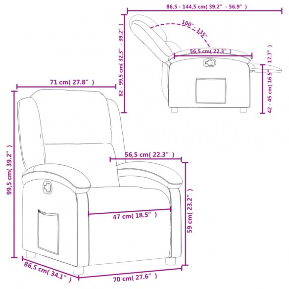 Fauteuil inclinable Crème Tissu