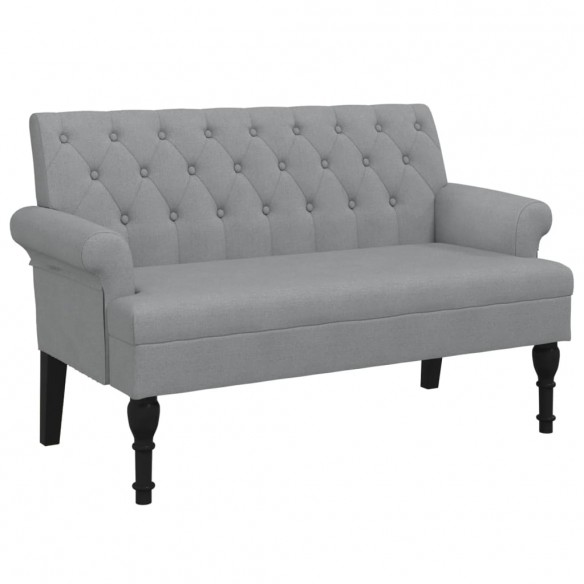 Banc avec dossier gris clair 120x62x75,5 cm tissu