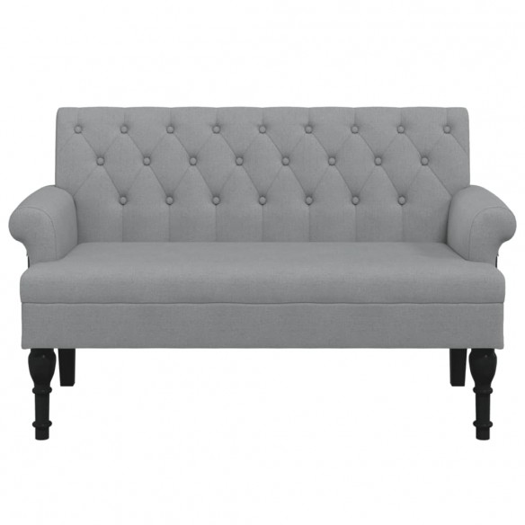 Banc avec dossier gris clair 120x62x75,5 cm tissu