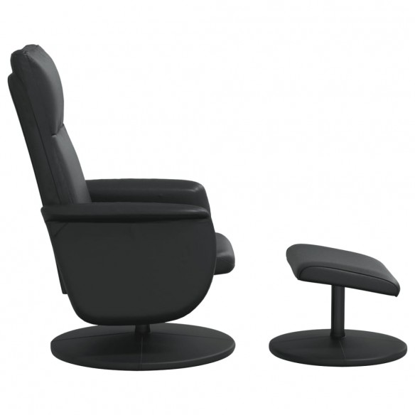 Fauteuil inclinable avec repose-pied noir similicuir