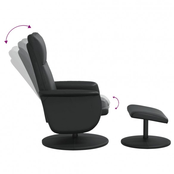 Fauteuil inclinable avec repose-pied noir similicuir